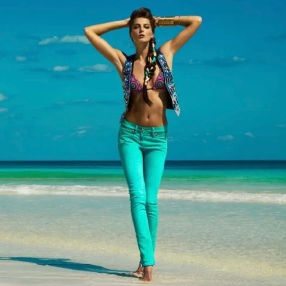 Matthew Williamson for H&M Turquoise Skinny Jeans Size 6 - Picture 9 of 9